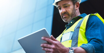 Technician viewing an ipad