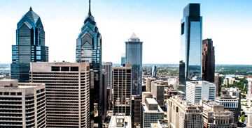 Downtown view of several high-rise buildings