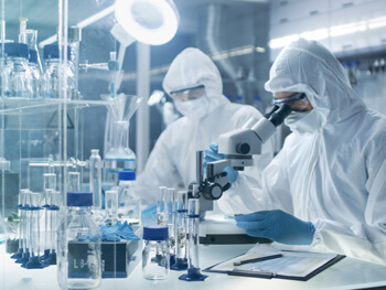 Two people working in a pharmaceutical laboratory